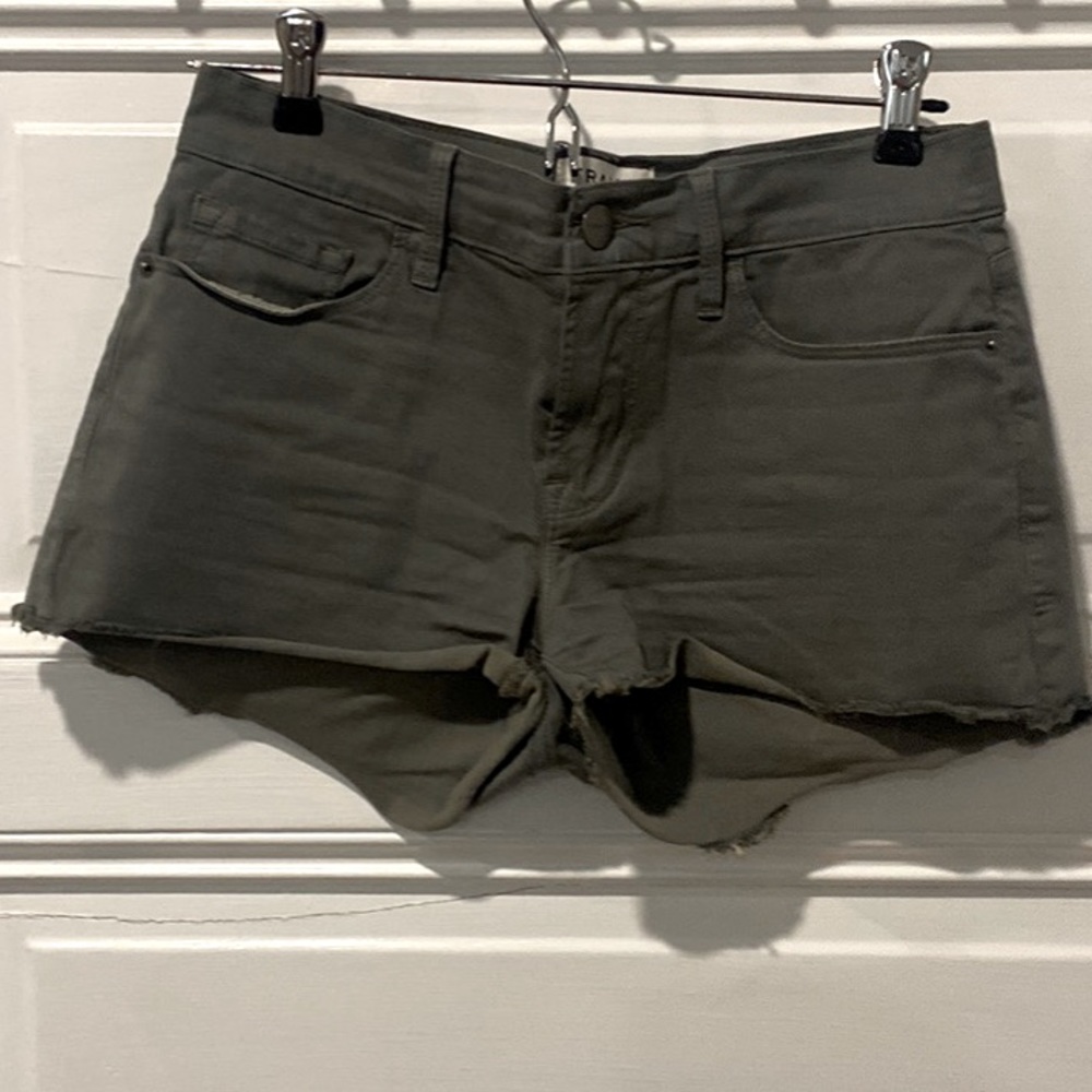 Frame olive green shorts.